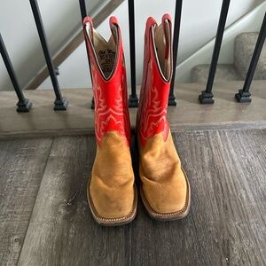 Old West Kids Boots - Red and Tan